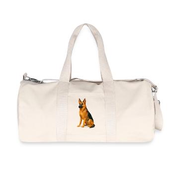 Deutscher Schäferhund in Low Poly - Recycelte Canvas-Sporttasche von Stanley/Stella - Naturweiß - Vorne