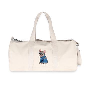Bouledogue français avec lunettes de soleil - Sac de sport en toile recyclée Stanley/Stella - blanc naturel - Devant