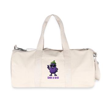 Aubergine - Chill & Grill Cartoon Légumes - Sac de sport en toile recyclée Stanley/Stella - blanc naturel - Devant