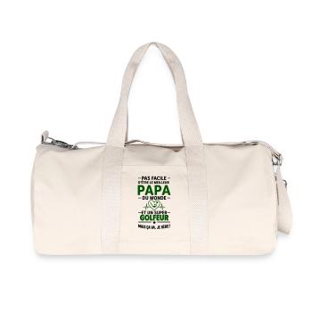 Heart + Golf – Super Dad Golfer - Recycled Canvas Sports Bag by Stanley/Stella - natural - Front