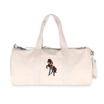 Cowboy woman and Red Horse - Recycled Canvas Sports Bag by Stanley/Stella - natural - Front