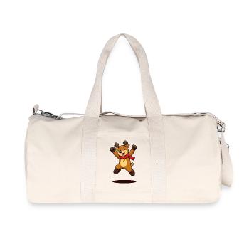 Niedliches Weihnachts-Rentier-Cartoon-Maskottchen - Recycelte Canvas-Sporttasche von Stanley/Stella - Naturweiß - Vorne