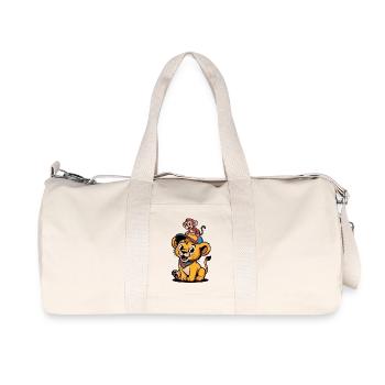 Cute Lion and Monkey – Best Friends - Recycled Canvas Sports Bag by Stanley/Stella - natural - Front