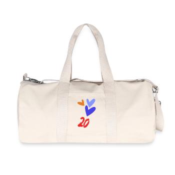 20. 20e ANNIVERSAIRE. ANNIVERSAIRE 20 ANS. 20 ANS. - Sac de sport en toile recyclée Stanley/Stella - blanc naturel - Devant