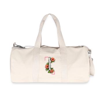 Ibiza Hibiscus Summer Vibes Tropical Floral - Recycled Canvas Sports Bag by Stanley/Stella - natural - Front