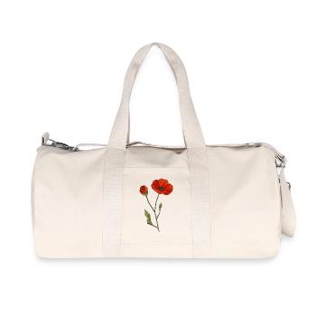 Geometric Poppy Polygon Floral Motif - Recycled Canvas Sports Bag by Stanley/Stella - natural - Front