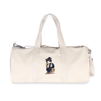 Urbanes Kätzchen im blauen Hoodie - Recycelte Canvas-Sporttasche von Stanley/Stella - Naturweiß - Vorne
