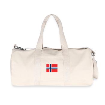 Norwegische Flaggenkreuz Design - Recycelte Canvas-Sporttasche von Stanley/Stella - Naturweiß - Vorne