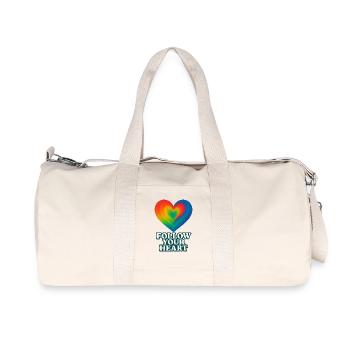 Colorful heart with inscription "Follow your Heart" - Recycled Canvas Sports Bag by Stanley/Stella - natural - Front