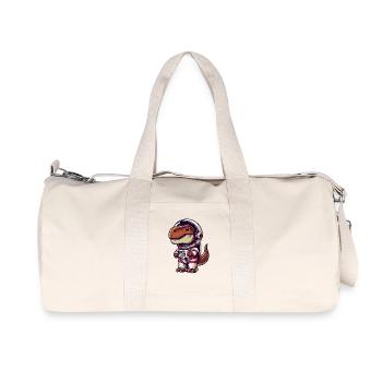 Dino Astronaut in Space Cartoon - Recycled Canvas Sports Bag by Stanley/Stella - natural - Front