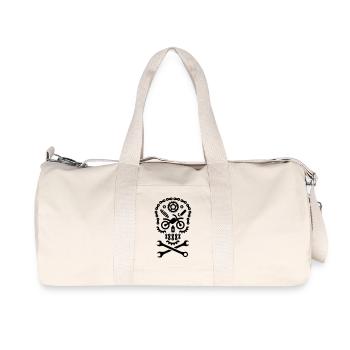 Halloween MotoCross Skull Dirt Bike Motorcycle - Recycled Canvas Sports Bag by Stanley/Stella - natural - Front