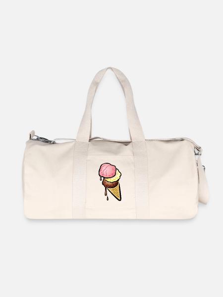 Eistüte mit drei Kugeln Eis - Recycelte Canvas-Sporttasche von Stanley/Stella - Naturweiß