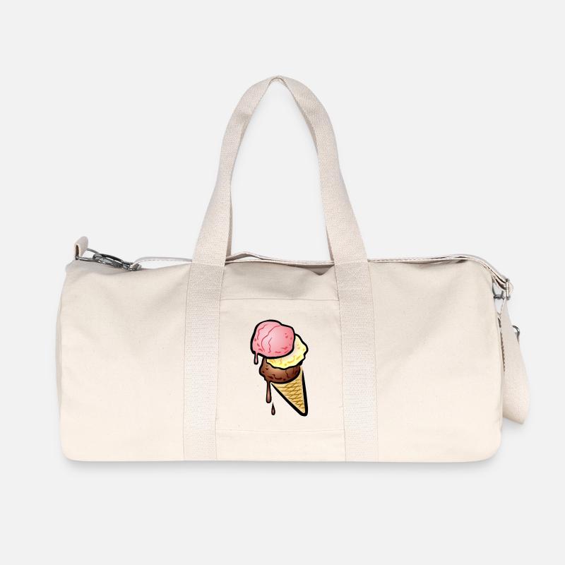 Eistüte mit drei Kugeln Eis - Recycelte Canvas-Sporttasche von Stanley/Stella - Naturweiß