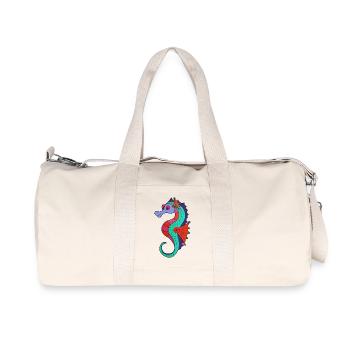 Feuriges Seepferdchen in frischen Farben - Recycelte Canvas-Sporttasche von Stanley/Stella - Naturweiß - Vorne