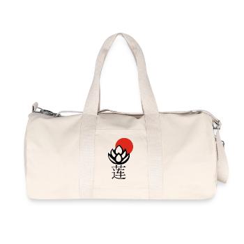 Schwarzer Lotus und Rote Sonne - Recycelte Canvas-Sporttasche von Stanley/Stella - Naturweiß - Vorne