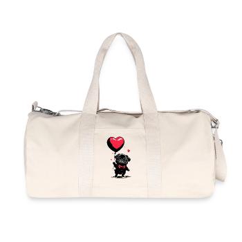 Mops mit Herz Luftballon - Heartful Creatures - Recycelte Canvas-Sporttasche von Stanley/Stella - Naturweiß - Vorne