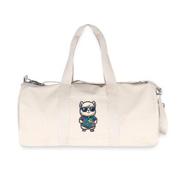 Alpaca Llama Comic Holiday - Recycled Canvas Sports Bag by Stanley/Stella - natural - Front