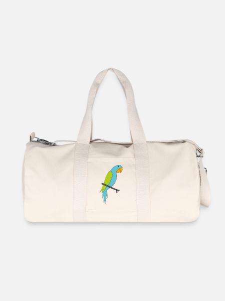 Bunter Papagei auf Ast Illustration - Recycelte Canvas-Sporttasche von Stanley/Stella - Naturweiß
