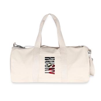Husky motif in the text, rose and geometric lines - Recycled Canvas Sports Bag by Stanley/Stella - natural - Front