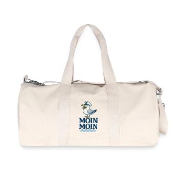 Möwe Kapitän Moin Moin Print - Recycelte Canvas-Sporttasche von Stanley/Stella - Naturweiß - Vorne