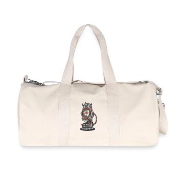 Mechanisches Monster mit orangefarbenem Auge - Recycelte Canvas-Sporttasche von Stanley/Stella - Naturweiß - Vorne