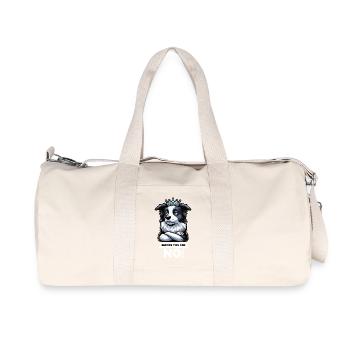 Avant que vous ne demandiez Border Collie Hütehund Collie - Sac de sport en toile recyclée Stanley/Stella - blanc naturel - Devant