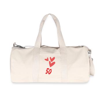 50. 50 YEARS. 50th ANNIVERSARY. 50 YEARS ANNIVERSARY. - Recycled Canvas Sports Bag by Stanley/Stella - natural - Front