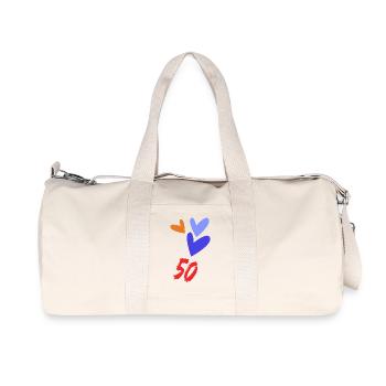 50. 50 YEARS. 50th ANNIVERSARY. 50 YEARS ANNIVERSARY. - Recycled Canvas Sports Bag by Stanley/Stella - natural - Front
