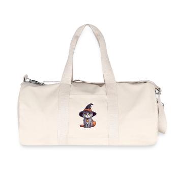 Cute Halloween cat with witch hat. - Recycled Canvas Sports Bag by Stanley/Stella - natural - Front