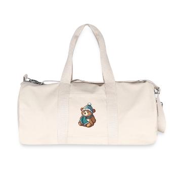 Ours mignon avec écharpe et chapeau à pompon. - Sac de sport en toile recyclée Stanley/Stella - blanc naturel - Devant