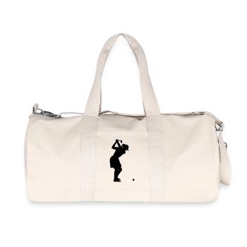 Golferin mit Golfball beim Abschlag - Recycelte Canvas-Sporttasche von Stanley/Stella - Naturweiß - Vorne