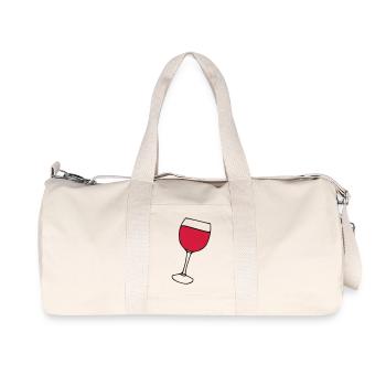Rotwein im Glas - Recycelte Canvas-Sporttasche von Stanley/Stella - Naturweiß - Vorne