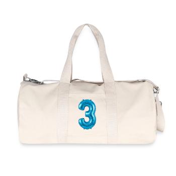 T-shirt du 3e anniversaire, hélium ballon bleu - Sac de sport en toile recyclée Stanley/Stella - blanc naturel - Devant