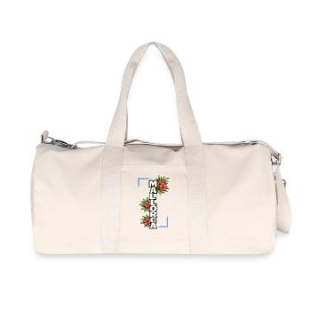 Mallorca Schriftzug mit Blumen und Sommerfeeling - Recycelte Canvas-Sporttasche von Stanley/Stella - Naturweiß - Vorne