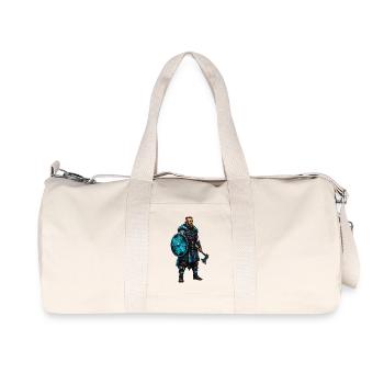 Runenkrieger im blauen Licht - Recycelte Canvas-Sporttasche von Stanley/Stella - Naturweiß - Vorne