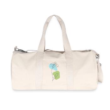 Lineart Daisies with Pastel Shapes - Recycled Canvas Sports Bag by Stanley/Stella - natural - Front