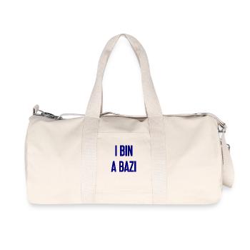 I bin a Bazi – Bayerischer Spruch mit Humor - Recycelte Canvas-Sporttasche von Stanley/Stella - Naturweiß - Vorne