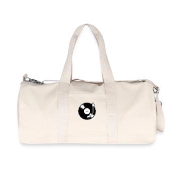 Disque vinyle rétro motif minimal - Sac de sport en toile recyclée Stanley/Stella - blanc naturel - Devant