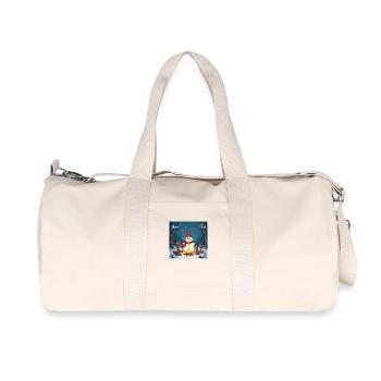 Snowman and forest animals at the campfire – Cozy - Recycled Canvas Sports Bag by Stanley/Stella - natural - Front