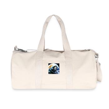 Astronaut im Weltraum vor Mond - Recycelte Canvas-Sporttasche von Stanley/Stella - Naturweiß - Vorne