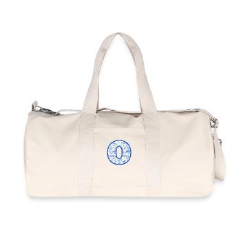 Lettre o chinoiserie bleu - Sac de sport en toile recyclée Stanley/Stella - blanc naturel - Devant