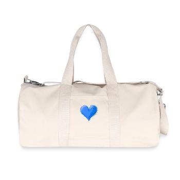 Coeur bleu peint à la main - Sac de sport en toile recyclée Stanley/Stella - blanc naturel - Devant
