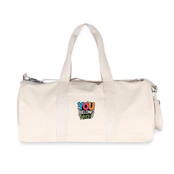 Du gehörst hierher! Buntes Inklusions Design - Recycelte Canvas-Sporttasche von Stanley/Stella - Naturweiß - Vorne