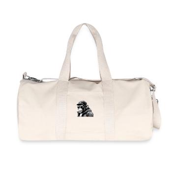 Singe cool élégant en noir et blanc - Sac de sport en toile recyclée Stanley/Stella - blanc naturel - Devant