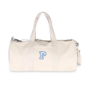 Lettre p chinoiserie bleu - Sac de sport en toile recyclée Stanley/Stella - blanc naturel - Devant