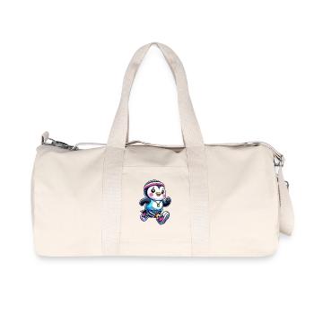 Penguin, Jogger, Marathon, Running, Fitness - Recycled Canvas Sports Bag by Stanley/Stella - natural - Front