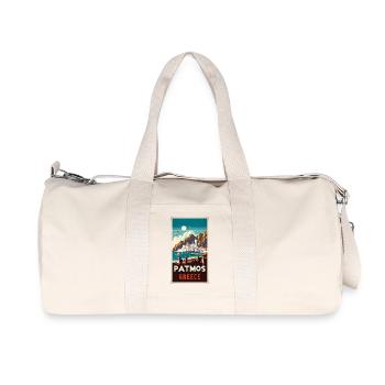 Patmos Greece vintage holiday design - Recycled Canvas Sports Bag by Stanley/Stella - natural - Front
