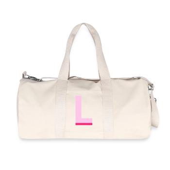 Pop und moderner rosa Buchstabe l - Recycelte Canvas-Sporttasche von Stanley/Stella - Naturweiß - Vorne