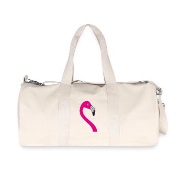 Flamingo Neon Pink Silhouette - Recycelte Canvas-Sporttasche von Stanley/Stella - Naturweiß - Vorne