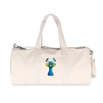 Blue Peacock Motif Peacock Wheel Peacock Lovers - Recycled Canvas Sports Bag by Stanley/Stella - natural - Front
